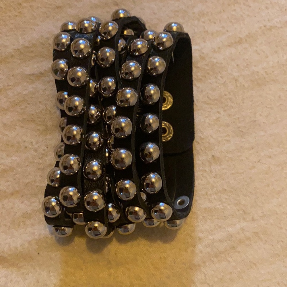 Studded black cuff bracelet